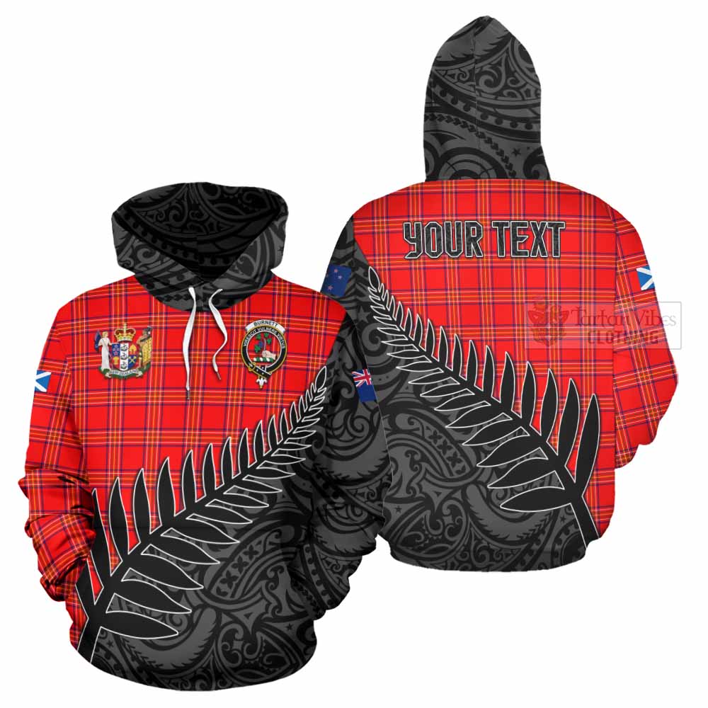 Tartan Vibes Clothing Burnett Crest Tartan Hoodie with New Zealand Silver Fern Half Style