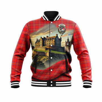 Burnett Tartan Family Crest Baseball Jacket with Scottish Ancient Castle Style Unisex - Tartan Vibes Clothing