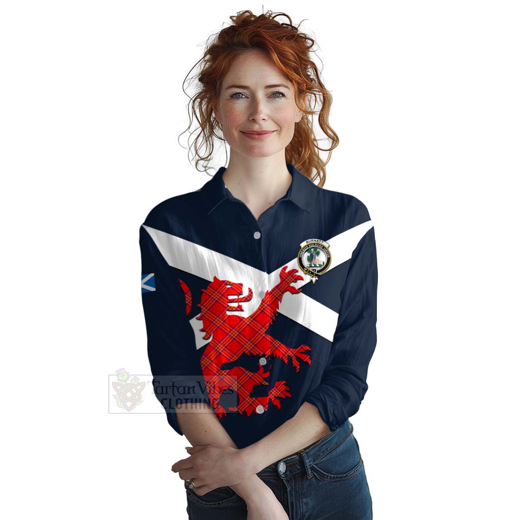 Tartan Vibes Clothing Burnett Tartan Lion Rampant Women's Casual Shirt Proudly Display Your Heritage with Alba Gu Brath and Clan Name