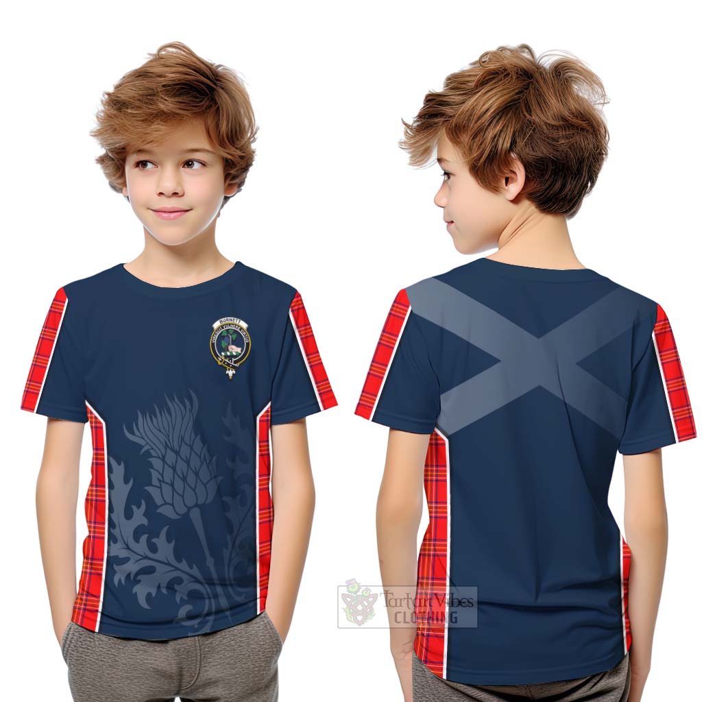 Tartan Vibes Clothing Burnett Tartan Kid T-Shirt with Family Crest and Scottish Thistle Vibes Sport Style