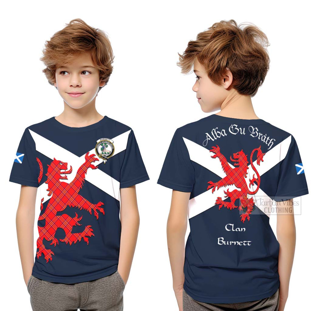 Tartan Vibes Clothing Burnett Tartan Lion Rampant Kid T-Shirt – Proudly Display Your Heritage with Alba Gu Brath and Clan Name