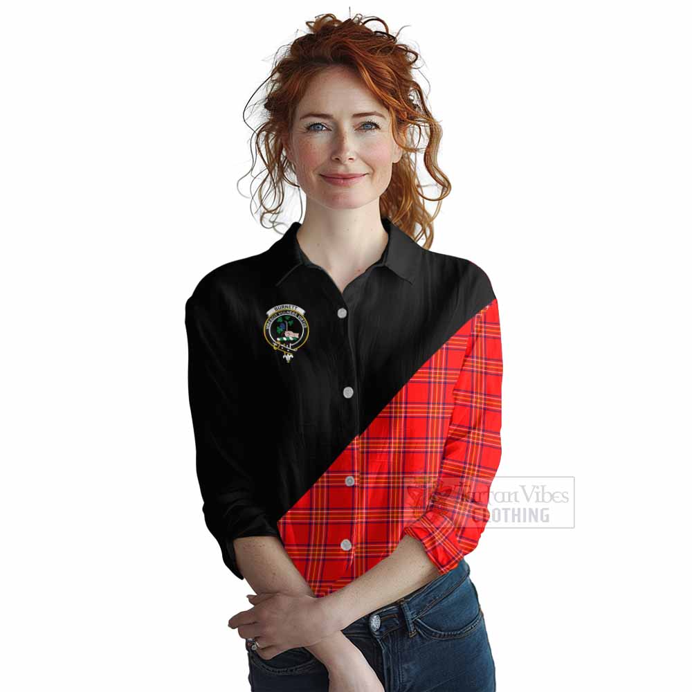 Tartan Vibes Clothing Burnett Tartan Women's Casual Shirt with Family Crest and Military Logo Style