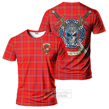 Burnett Tartan T-Shirt with Family Crest Celtic Skull Style