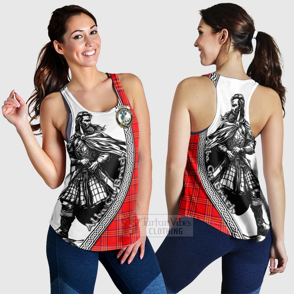 Tartan Vibes Clothing Burnett Tartan Clan Crest Women's Racerback Tanks with Highlander Warrior Celtic Style