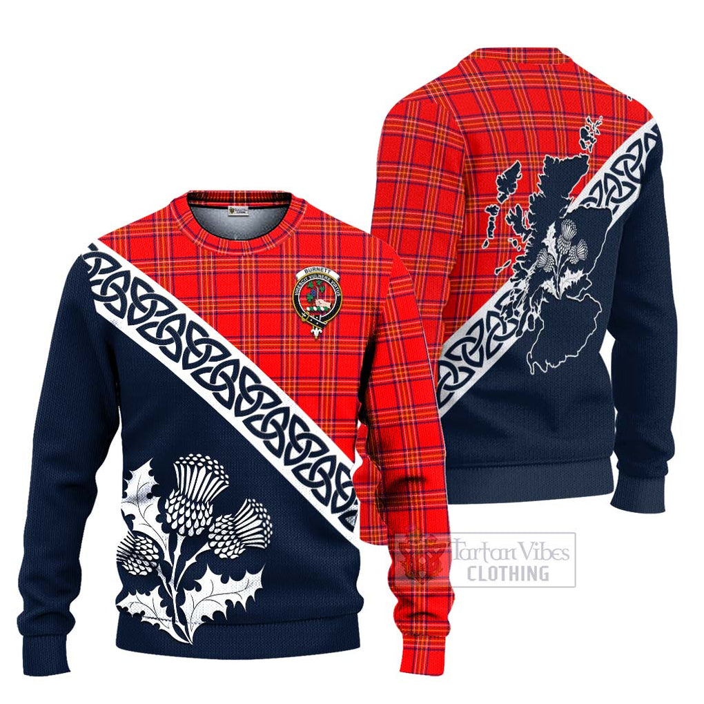 Tartan Vibes Clothing Burnett Tartan Knitted Sweater Featuring Thistle and Scotland Map