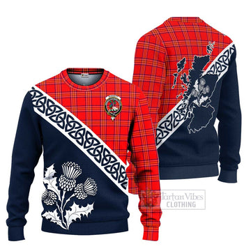 Burnett Tartan Ugly Sweater Featuring Thistle and Scotland Map