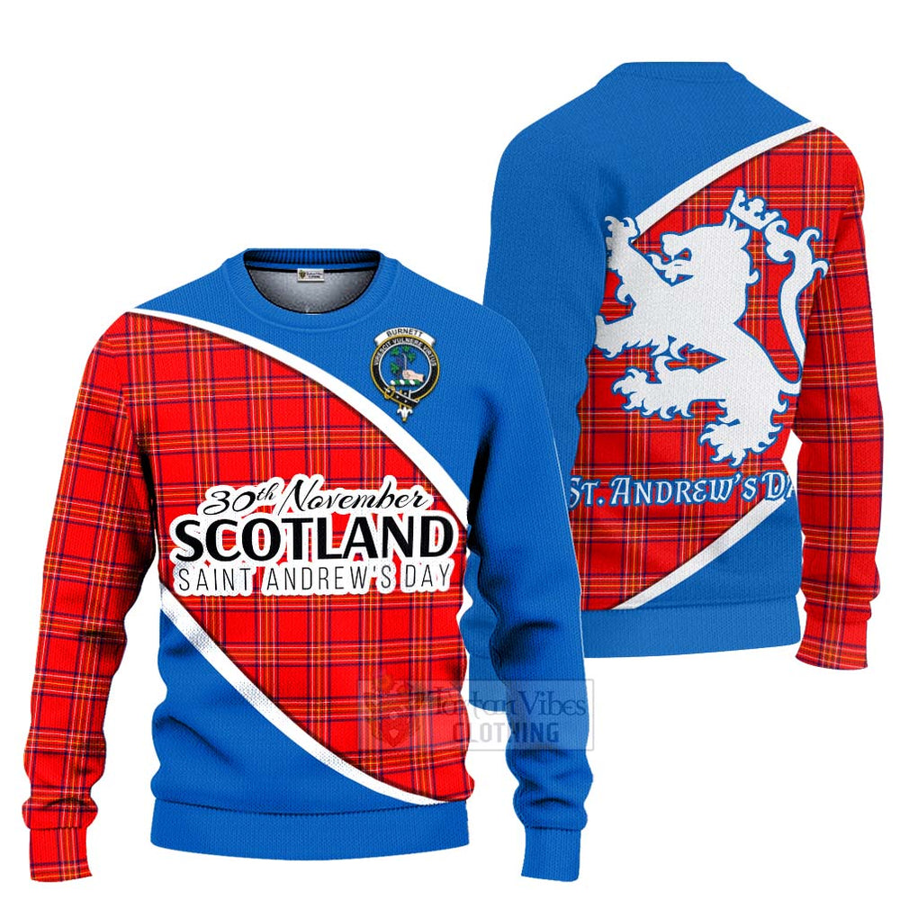 Tartan Vibes Clothing Burnett Family Crest Tartan Knitted Sweater Celebrate Saint Andrew's Day in Style