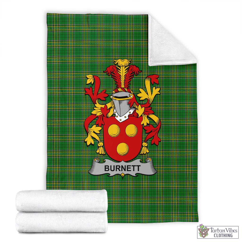 Tartan Vibes Clothing Burnett Irish Clan Tartan Blanket with Coat of Arms