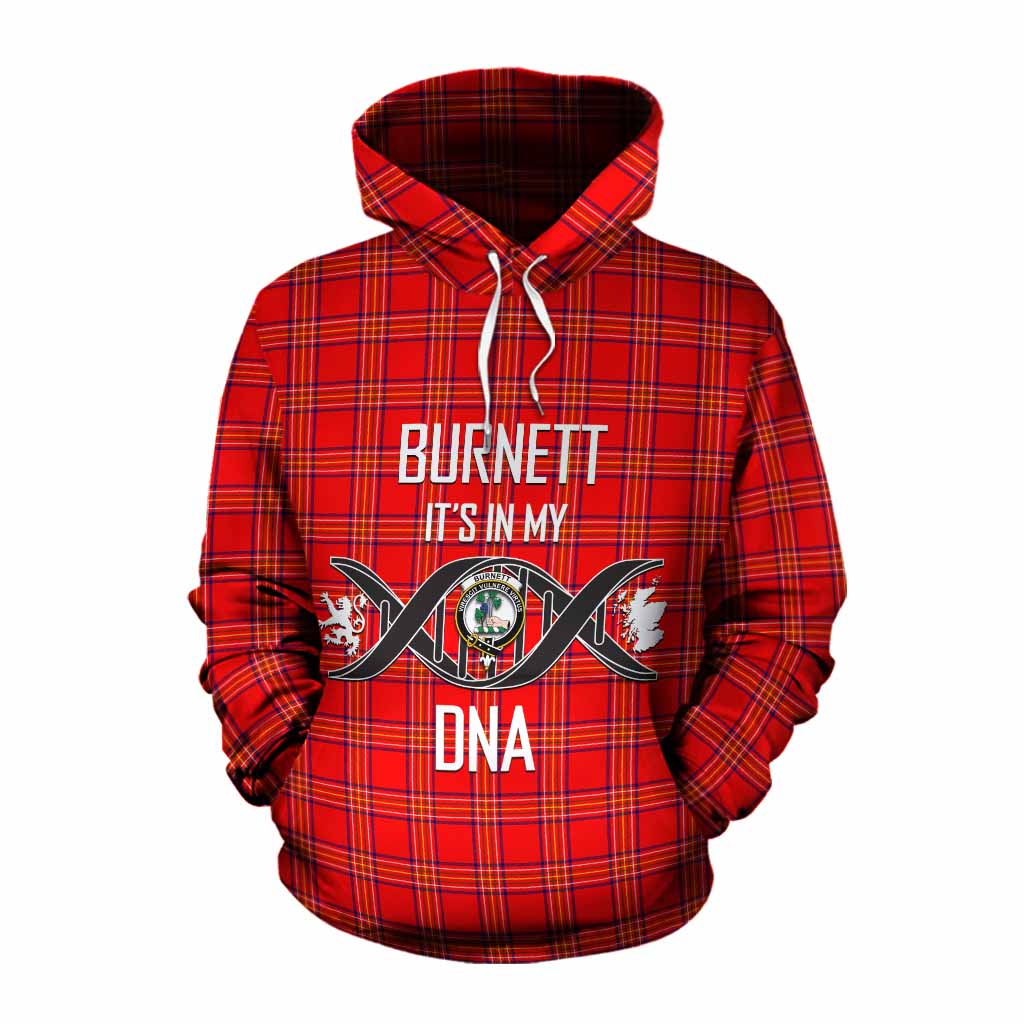 Tartan Vibes Clothing Burnett Tartan Cotton Hoodie with Family Crest DNA In Me Style