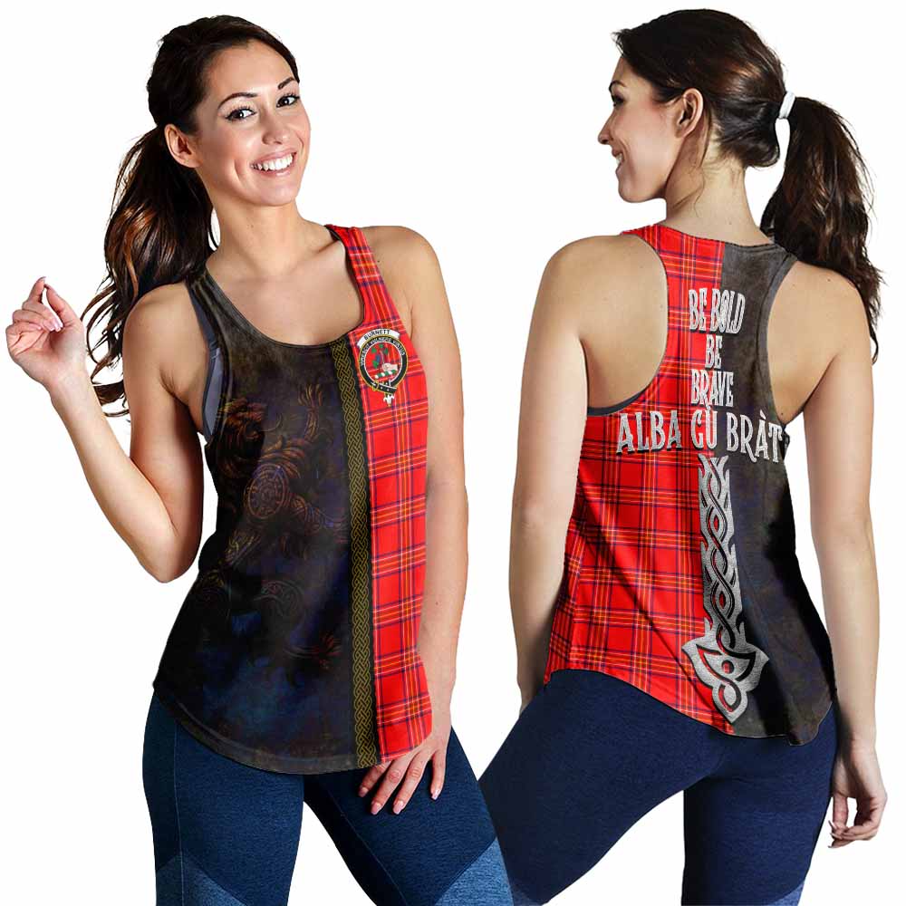 Burnett Tartan Family Crest Women's Racerback Tanks Alba Gu Brath Be Brave Lion Ancient Style 4XL - Tartan Vibes Clothing