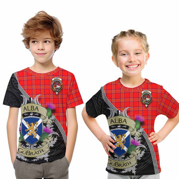 Burnett Tartan Family Crest Kid T-Shirt Lion Rampant Royal Thistle Shield Celtic Inspired Youth XL Size14 - Tartan Vibes Clothing