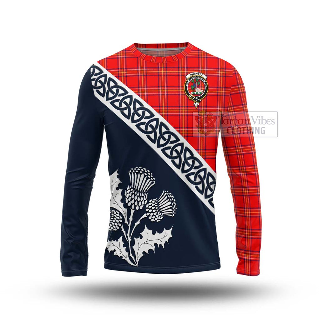 Tartan Vibes Clothing Burnett Tartan Long Sleeve T-Shirt Featuring Thistle and Scotland Map