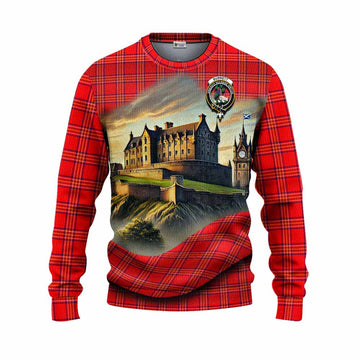 Burnett Tartan Family Crest Knitted Sweater with Scottish Ancient Castle Style Unisex - Tartan Vibes Clothing
