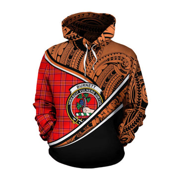 Burnett Crest Tartan Cotton Hoodie with Polynesian Vibes Style - Orange Version