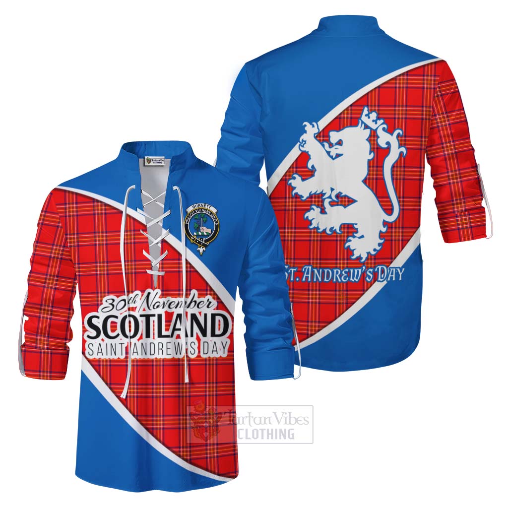 Tartan Vibes Clothing Burnett Family Crest Tartan Ghillie Kilt Shirt Celebrate Saint Andrew's Day in Style