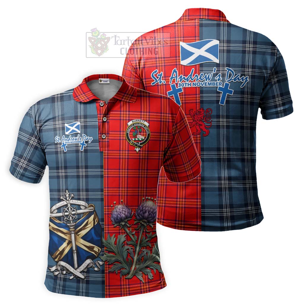 Tartan Vibes Clothing Burnett Tartan Polo Shirt Happy St. Andrew's Day Half Tartan Style