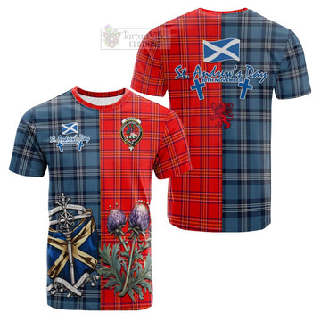 Burnett Tartan Cotton T-shirt Happy St. Andrew's Day Half Tartan Style