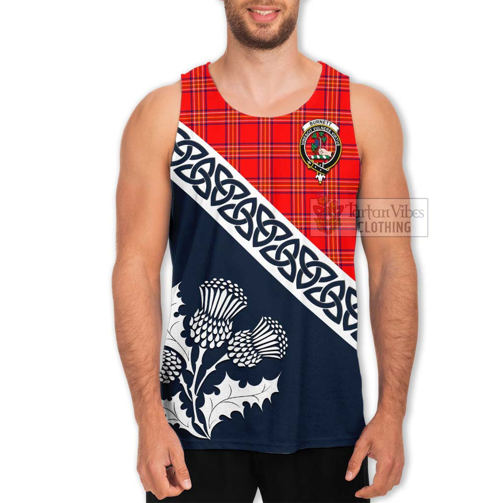 Tartan Vibes Clothing Burnett Tartan Men's Tank Top Featuring Thistle and Scotland Map