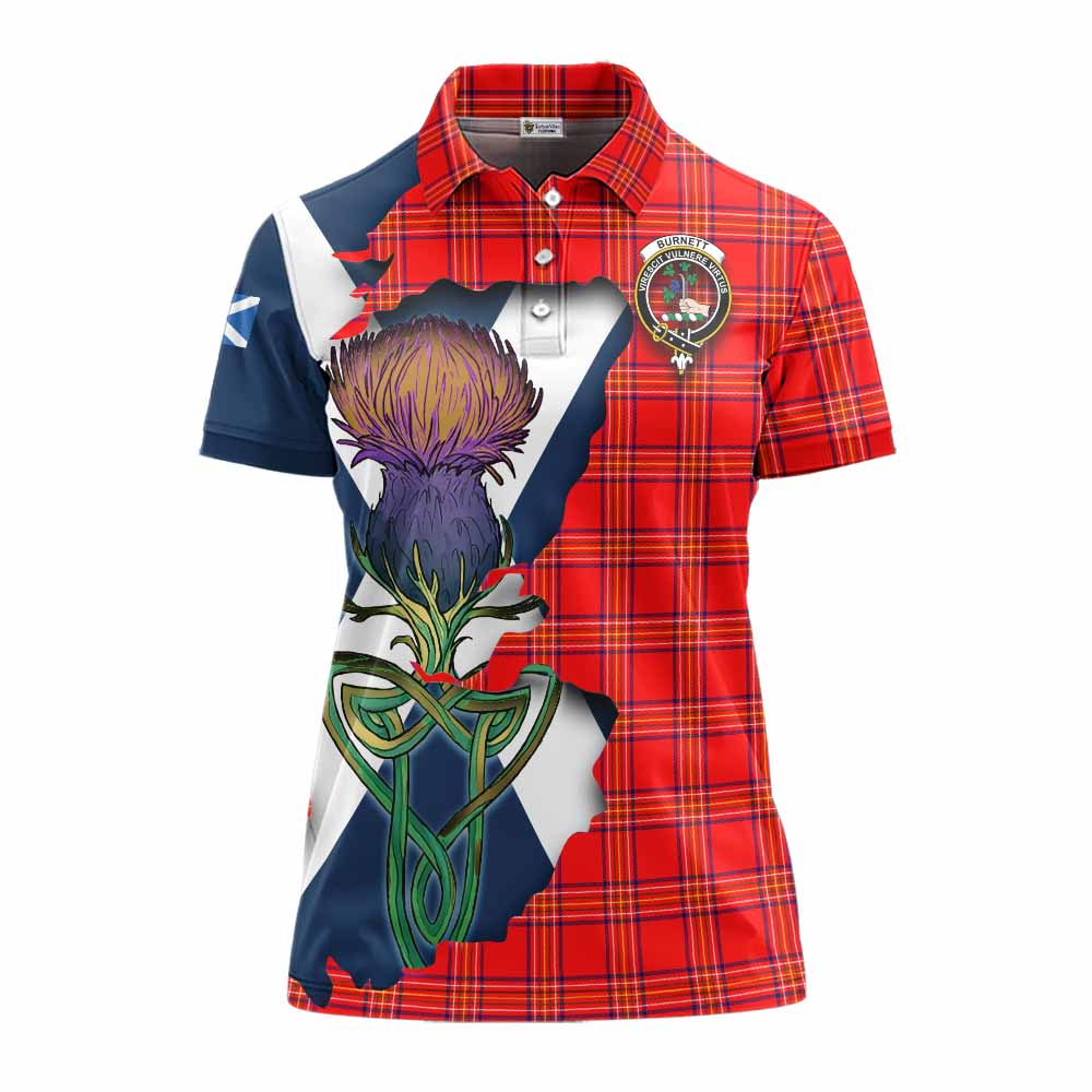 Burnett Tartan Family Crest Women's Polo Shirt Scottish Thistle Celtic Inspired Women - Tartan Vibes Clothing