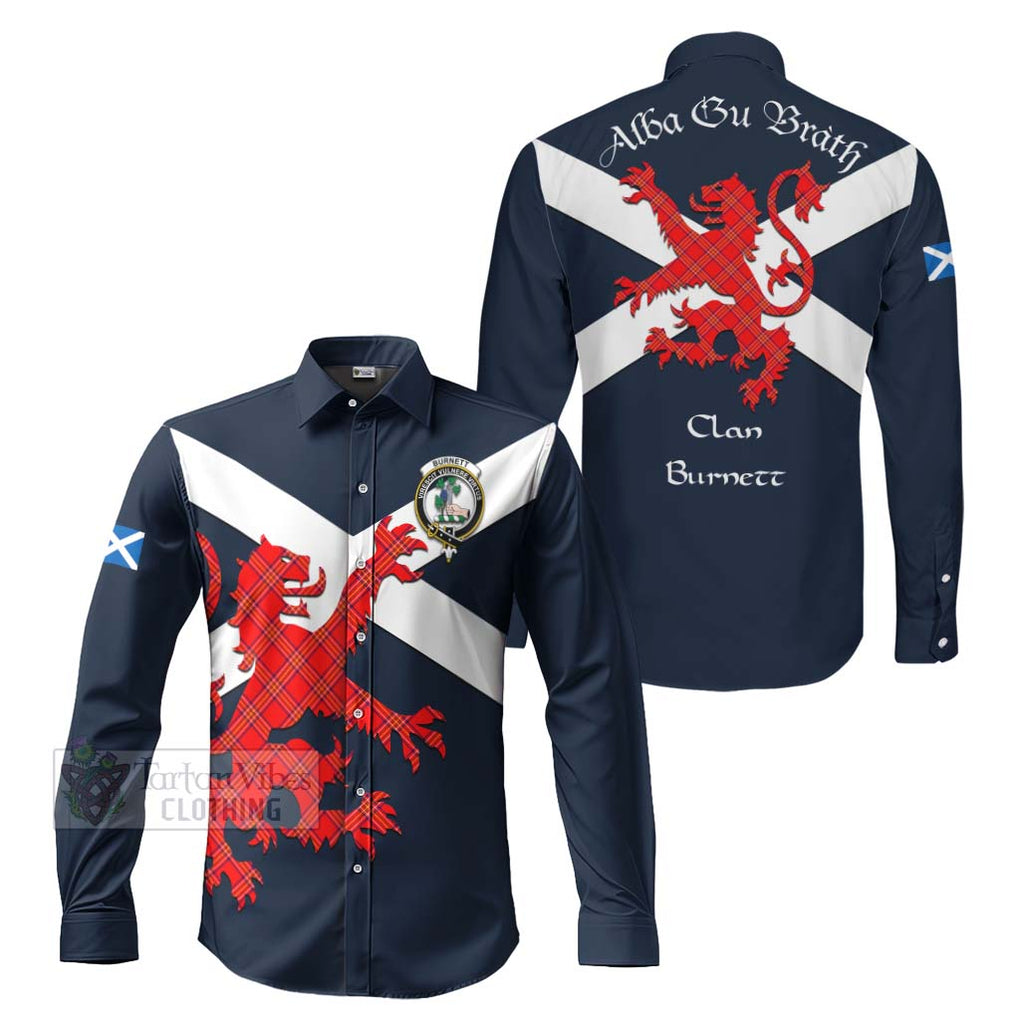 Tartan Vibes Clothing Burnett Tartan Lion Rampant Long Sleeve Button Shirt – Proudly Display Your Heritage with Alba Gu Brath and Clan Name