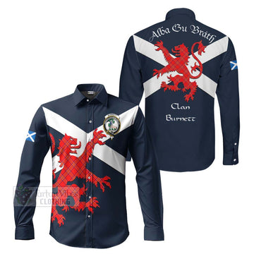 Burnett Tartan Lion Rampant Long Sleeve Button Shirt  Proudly Display Your Heritage with Alba Gu Brath and Clan Name