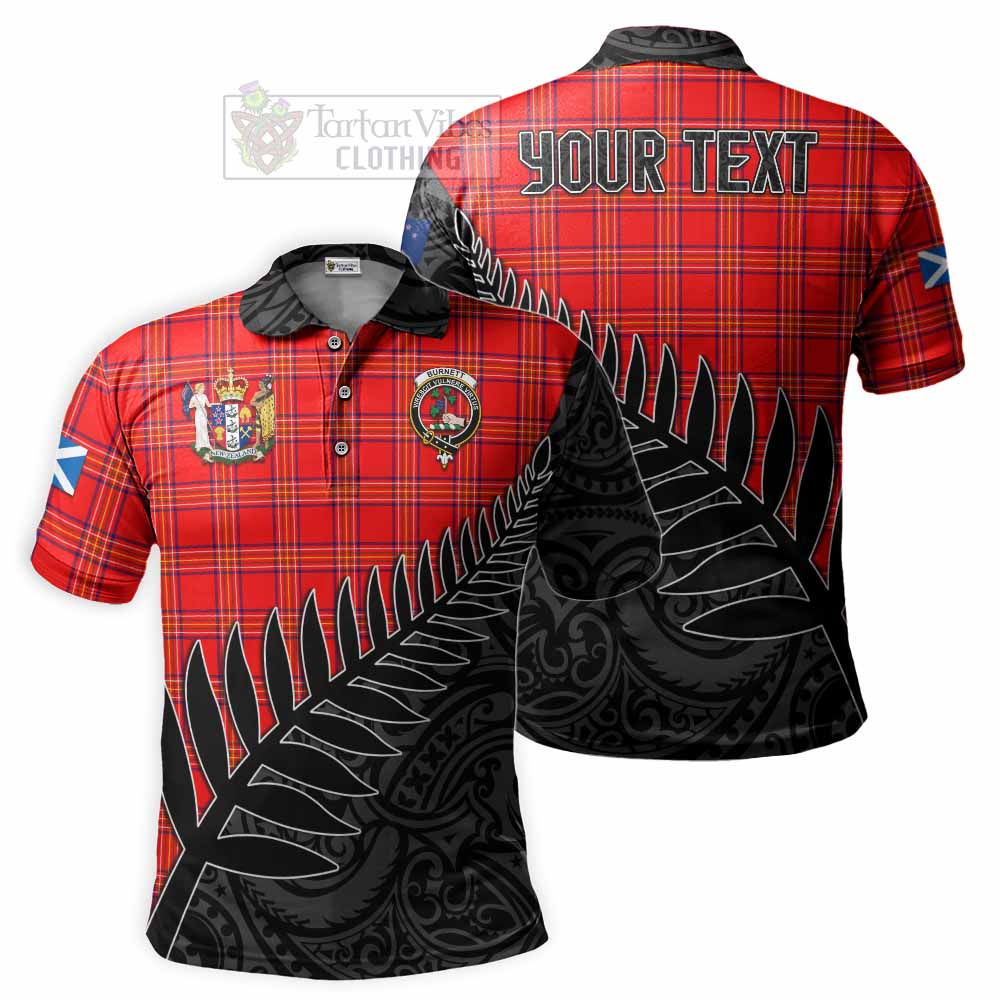 Tartan Vibes Clothing Burnett Crest Tartan Polo Shirt with New Zealand Silver Fern Half Style