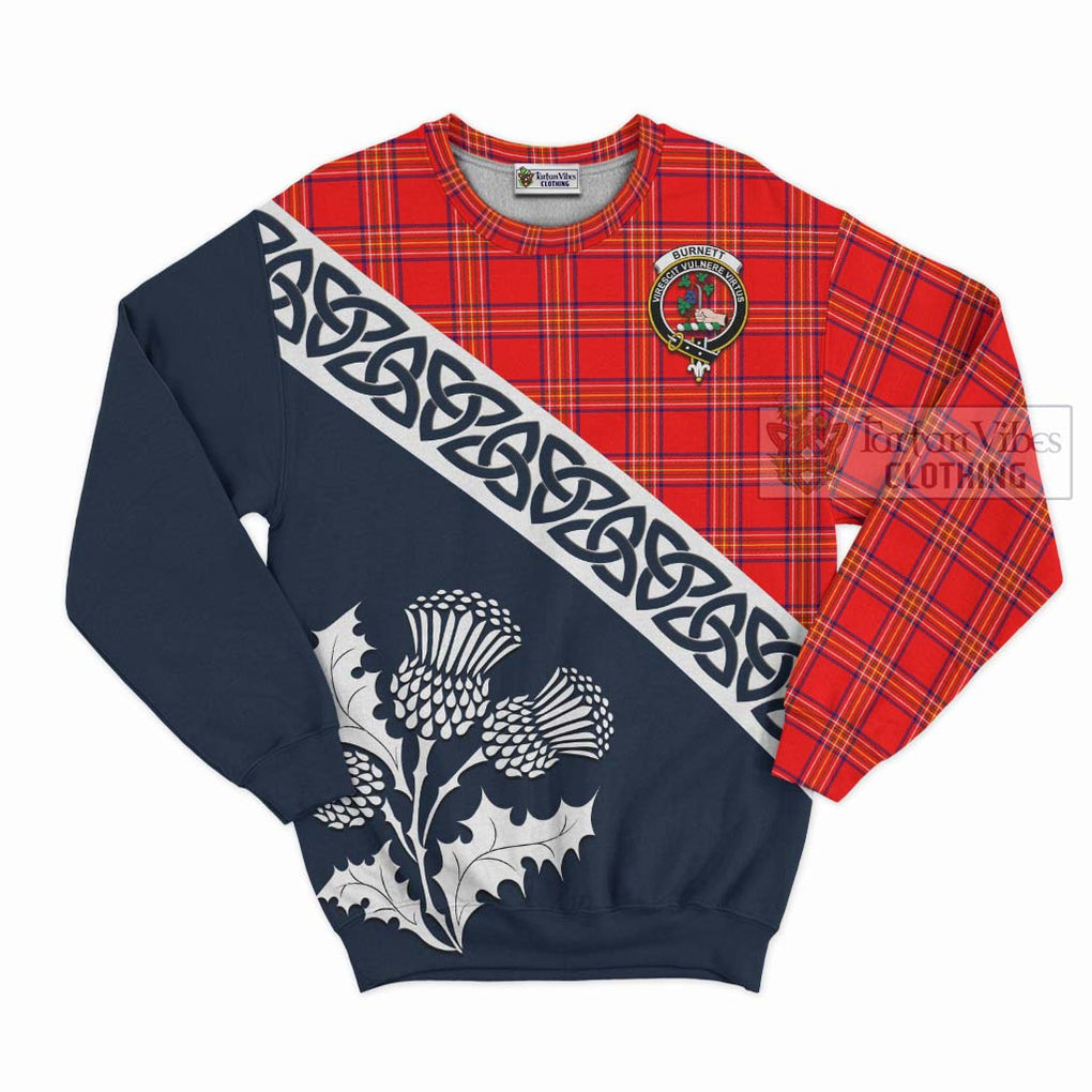 Tartan Vibes Clothing Burnett Tartan Sweatshirt Featuring Thistle and Scotland Map