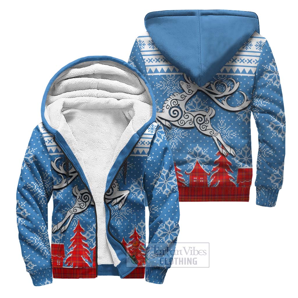 Tartan Vibes Clothing Burnett Clan Christmas Sherpa Hoodie Celtic Reindeer Style