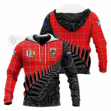 Burnett Crest Tartan Knitted Hoodie with New Zealand Silver Fern Half Style