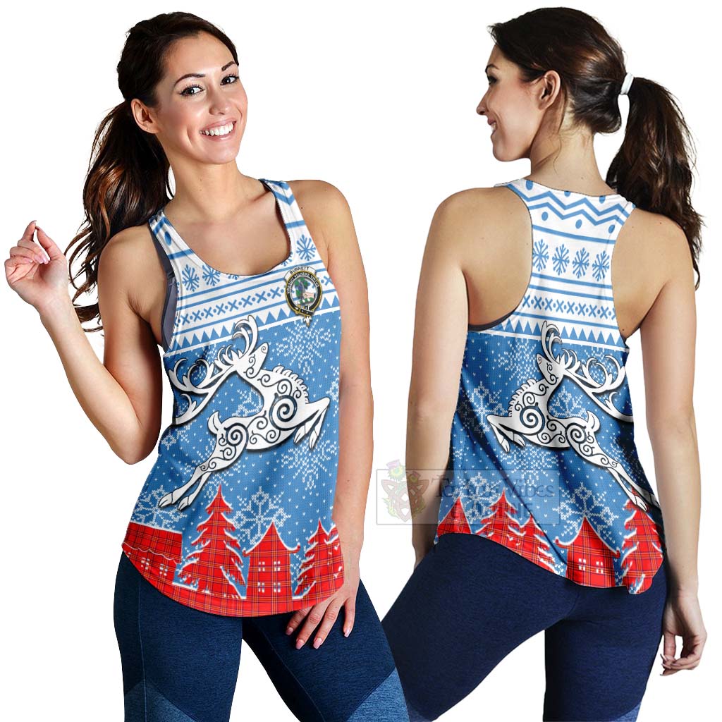 Tartan Vibes Clothing Burnett Clan Christmas Women's Racerback Tanks Celtic Reindeer Style