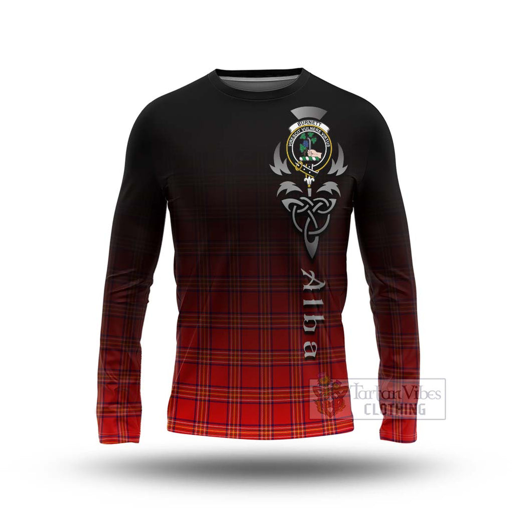 Tartan Vibes Clothing Burnett Tartan Long Sleeve T-Shirt Featuring Alba Gu Brath Family Crest Celtic Inspired