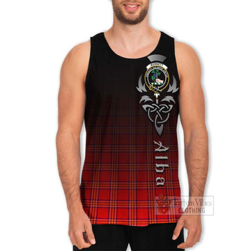 Burnett Tartan Men's Tank Top Featuring Alba Gu Brath Family Crest Celtic Inspired