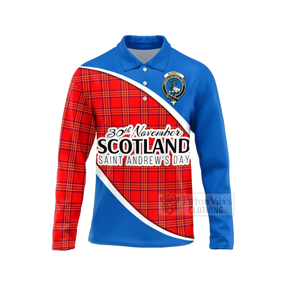 Tartan Vibes Clothing Burnett Family Crest Tartan Long Sleeve Polo Shirt Celebrate Saint Andrew's Day in Style