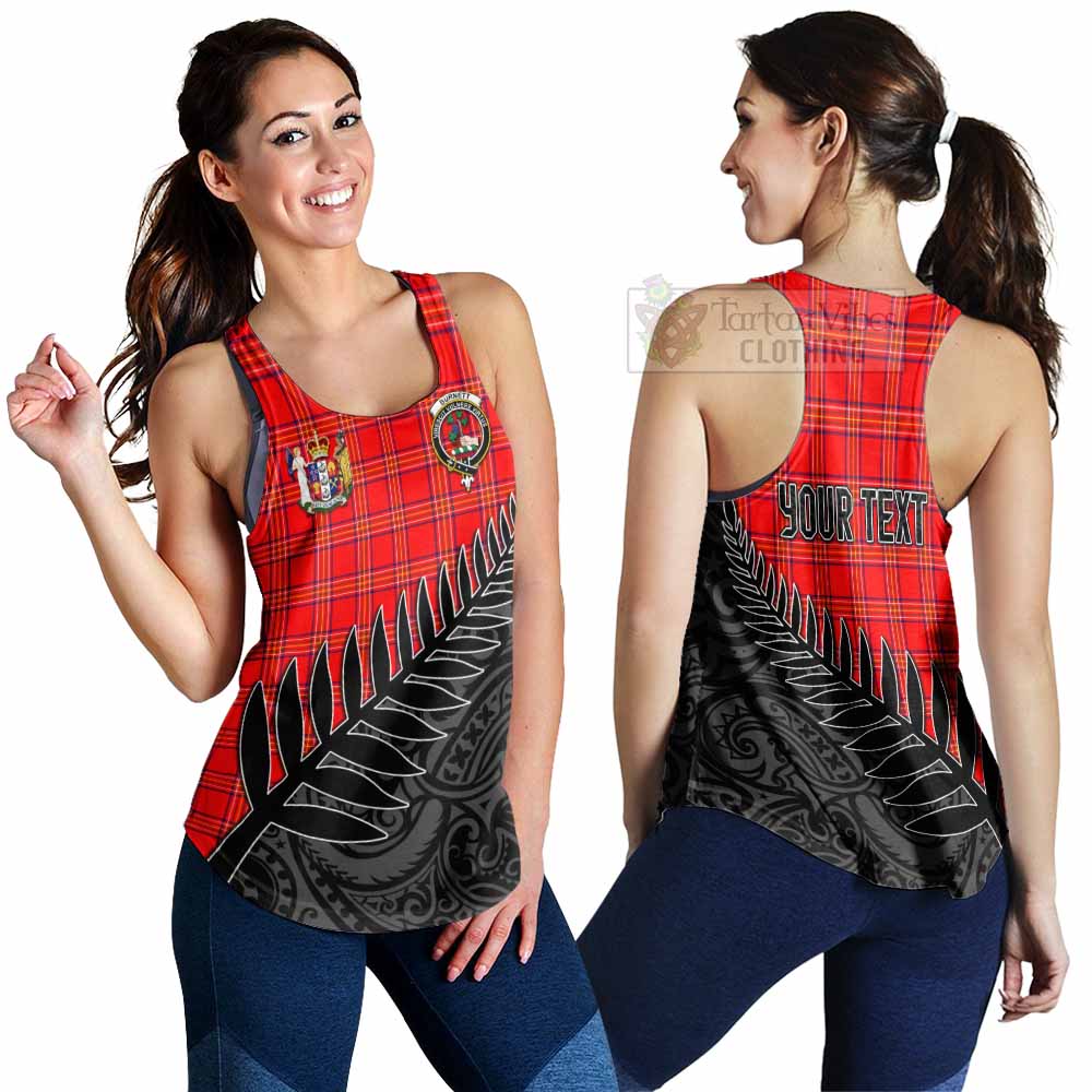 Tartan Vibes Clothing Burnett Crest Tartan Women's Racerback Tanks with New Zealand Silver Fern Half Style