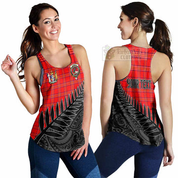 Burnett Crest Tartan Women's Racerback Tanks with New Zealand Silver Fern Half Style