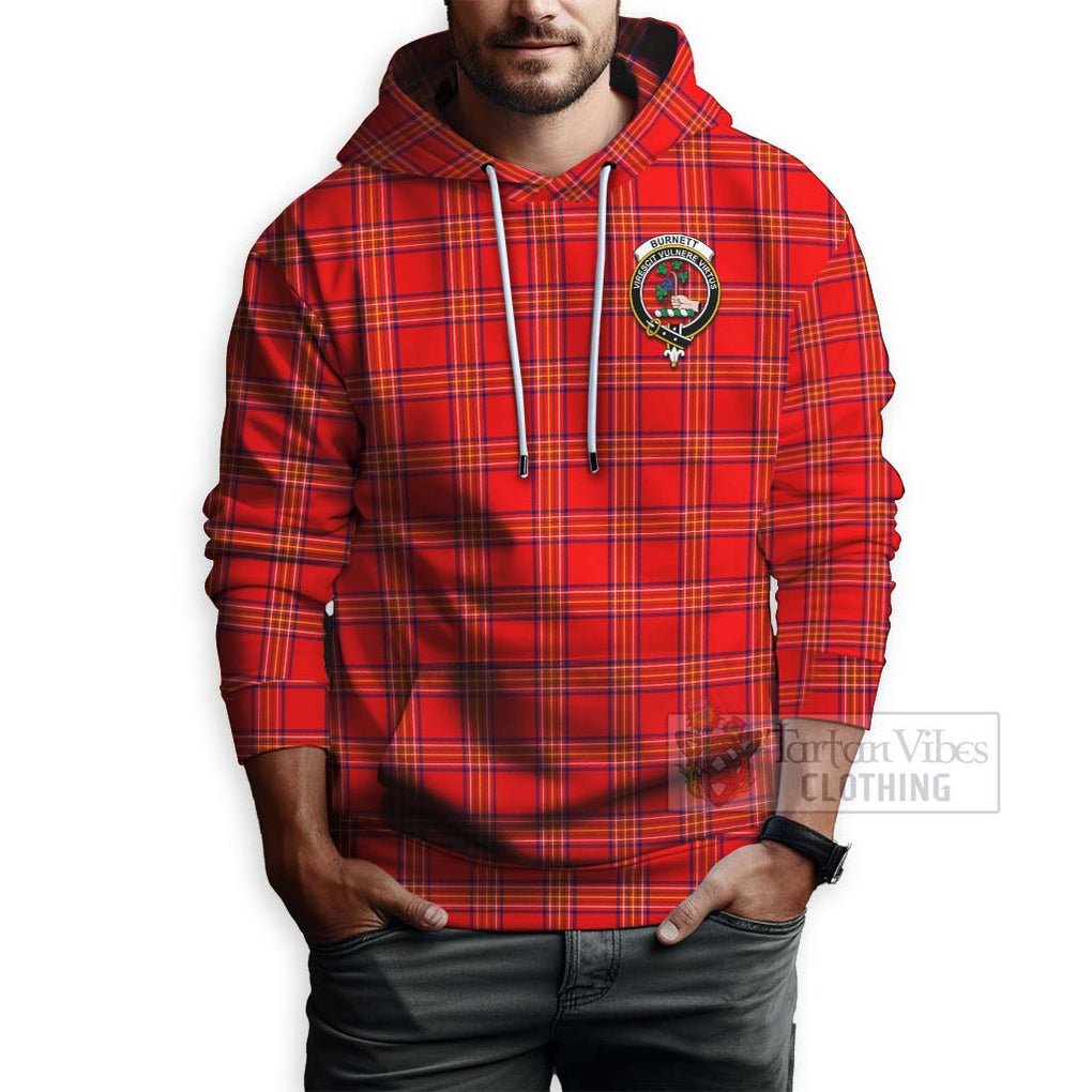 Tartan Vibes Clothing Burnett Tartan Hoodie with Family Crest and Bearded Skull Holding Bottles of Whiskey