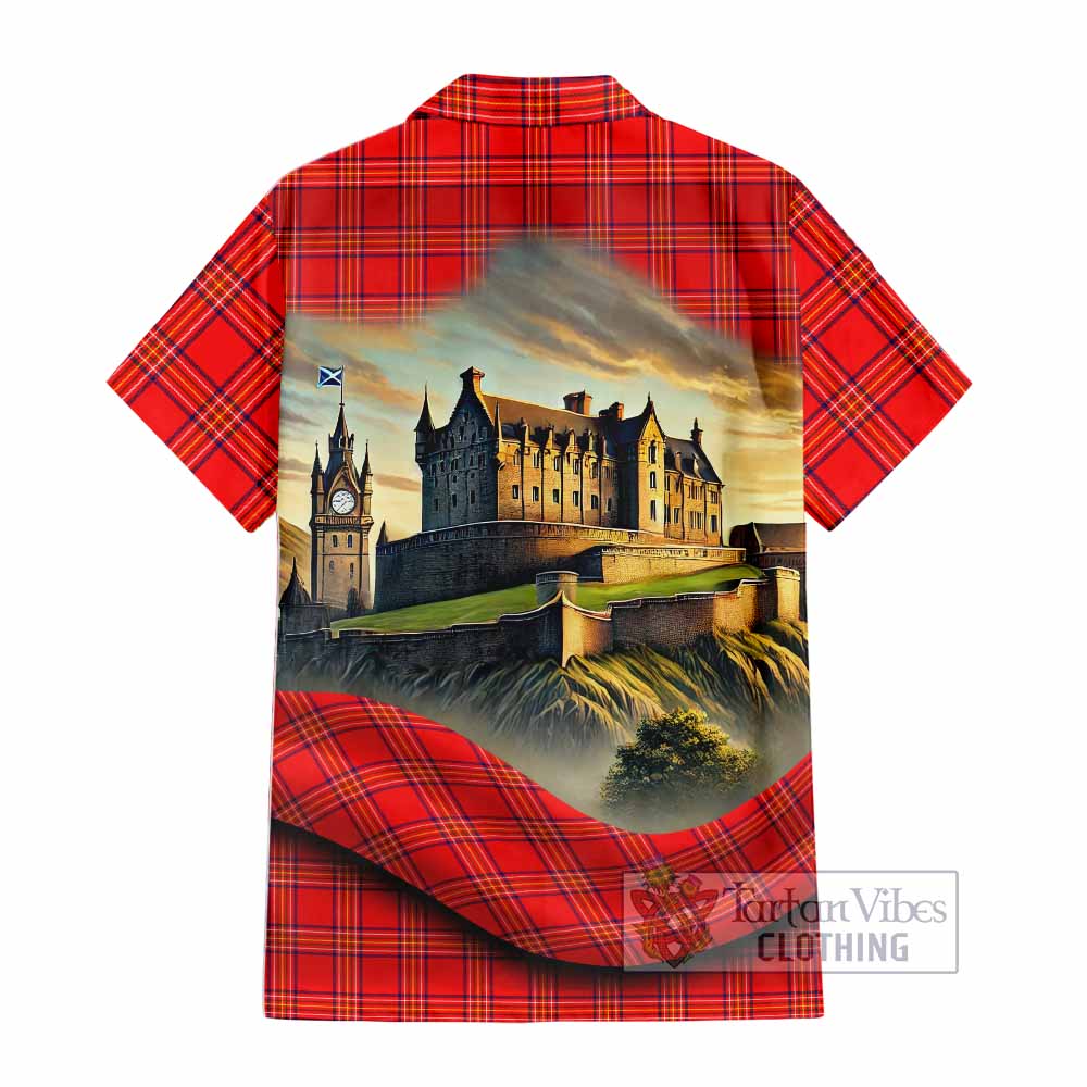 Burnett Tartan Family Crest Hawaiian Shirt with Scottish Ancient Castle Style - Tartan Vibes Clothing