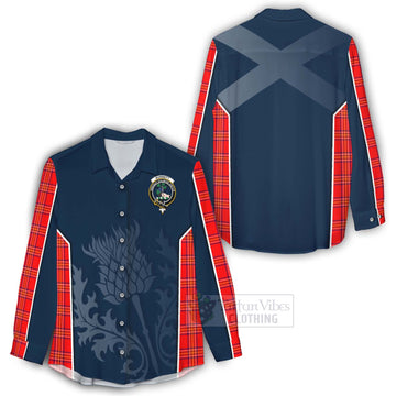 Burnett Tartan Women's Casual Shirt with Family Crest and Scottish Thistle Vibes Sport Style