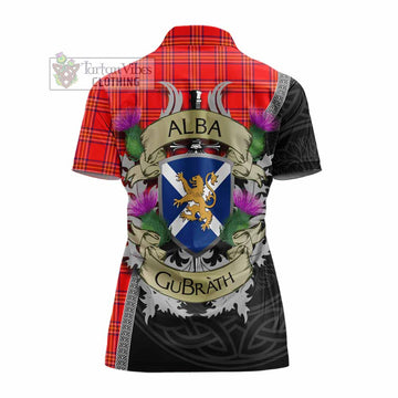 Burnett Tartan Family Crest Women's Polo Shirt Lion Rampant Royal Thistle Shield Celtic Inspired - Tartan Vibes Clothing