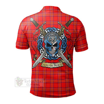 Burnett Tartan Polo Shirt with Family Crest Celtic Skull Style