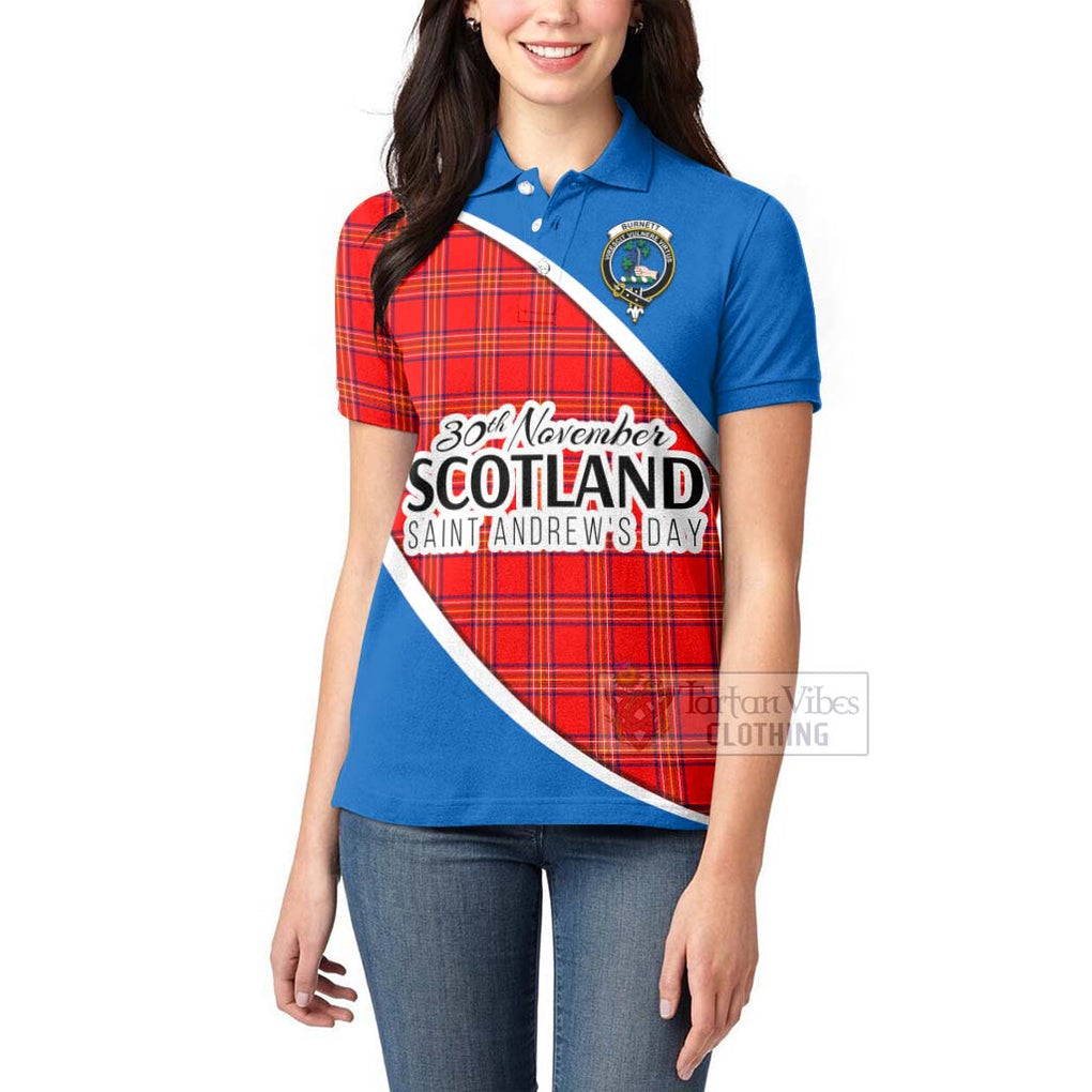 Tartan Vibes Clothing Burnett Family Crest Tartan Women's Polo Shirt Celebrate Saint Andrew's Day in Style