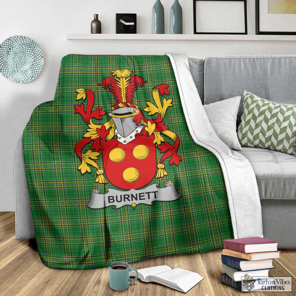 Tartan Vibes Clothing Burnett Irish Clan Tartan Blanket with Coat of Arms