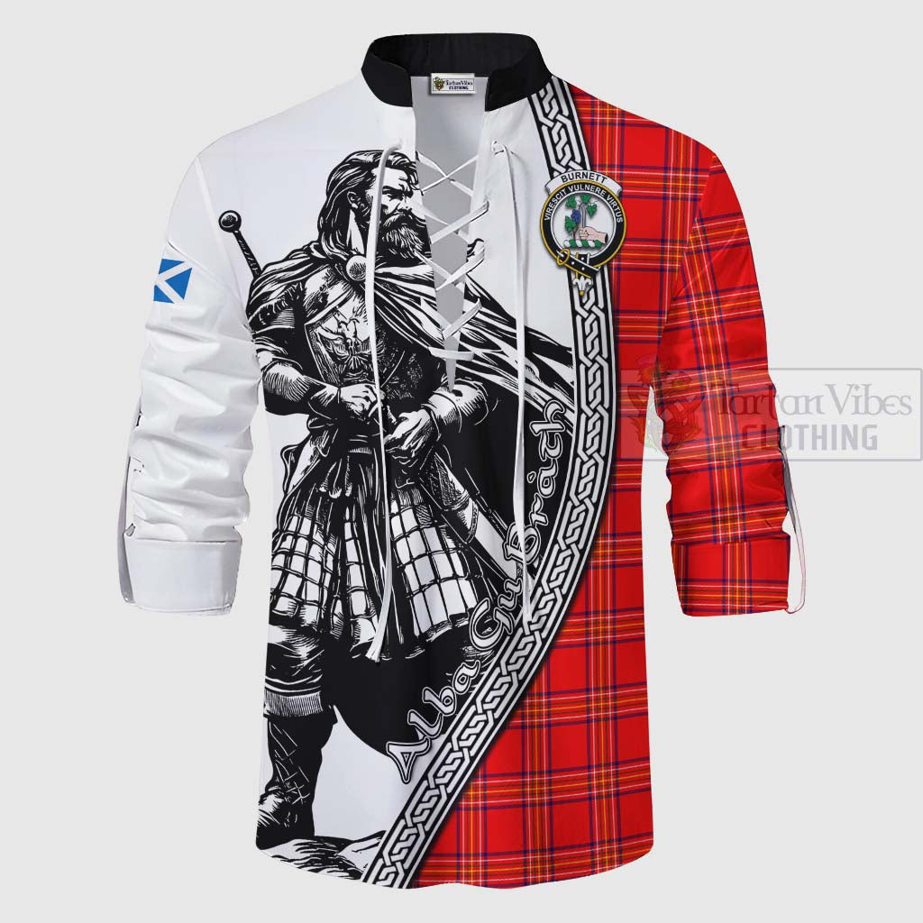 Tartan Vibes Clothing Burnett Tartan Clan Crest Ghillie Kilt Shirt with Highlander Warrior Celtic Style