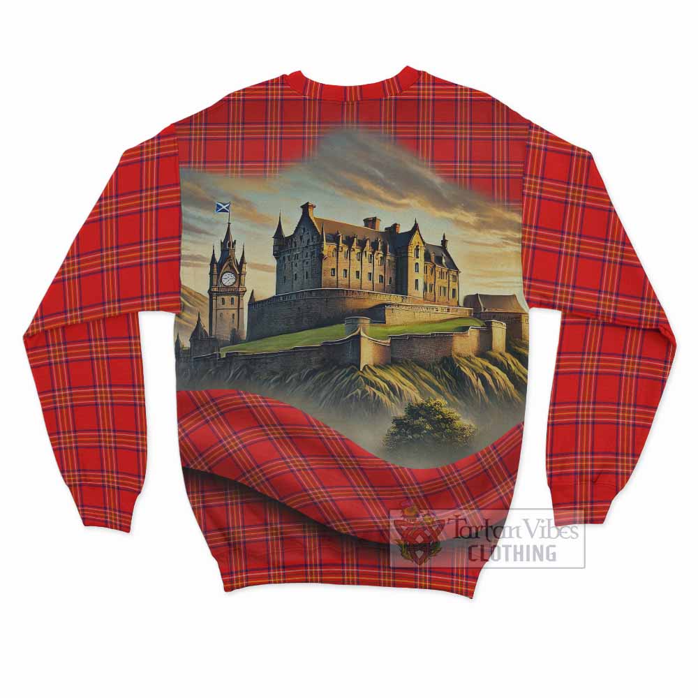 Burnett Tartan Family Crest Sweatshirt with Scottish Ancient Castle Style - Tartan Vibes Clothing