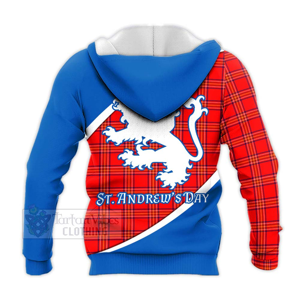 Tartan Vibes Clothing Burnett Family Crest Tartan Knitted Hoodie Celebrate Saint Andrew's Day in Style