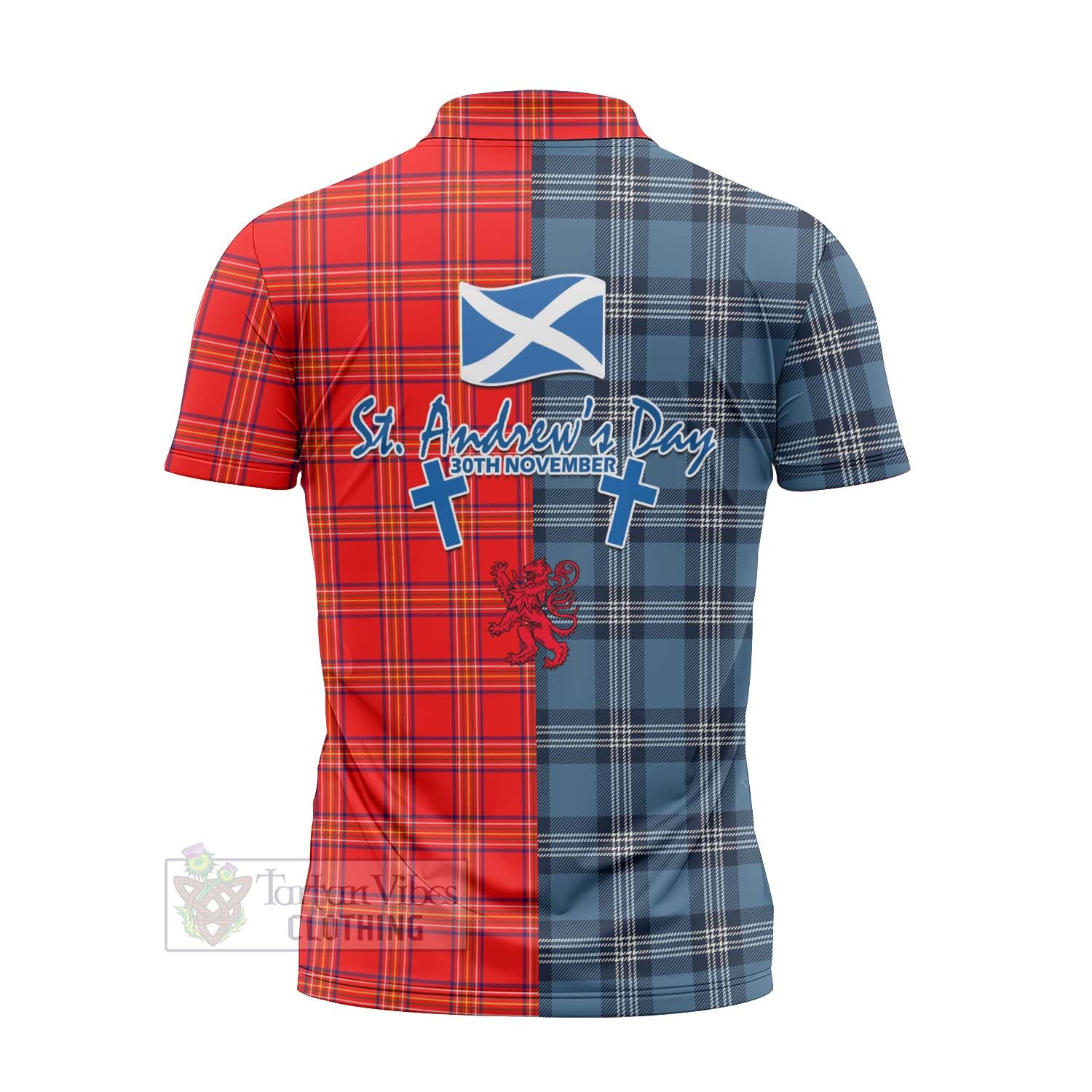 Tartan Vibes Clothing Burnett Tartan Zipper Polo Shirt Happy St. Andrew's Day Half Tartan Style