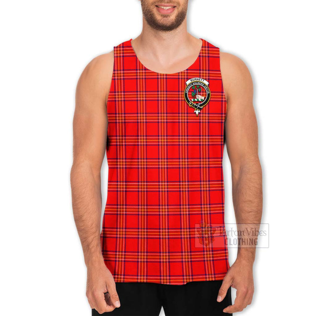 Tartan Vibes Clothing Burnett Tartan Men's Tank Top with Family Crest Celtic Skull Style