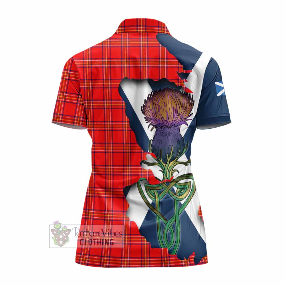Burnett Tartan Family Crest Women's Polo Shirt Scottish Thistle Celtic Inspired - Tartan Vibes Clothing