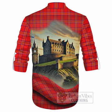 Burnett Tartan Family Crest Ghillie Kilt Shirt with Scottish Ancient Castle Style - Tartan Vibes Clothing