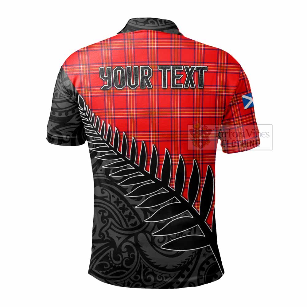 Tartan Vibes Clothing Burnett Crest Tartan Polo Shirt with New Zealand Silver Fern Half Style